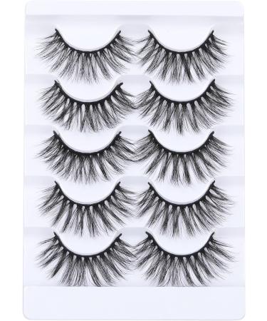 Goddvenus False Eyelashes Natural Look Eye Lashes Wispy CC Curl Russian Eyelashes Cotton Band Strip Lashes That Look Like Extensions Fake Eye Lashes Pack 5 Pairs wispy lashes - Buy Online on GoSupps.com