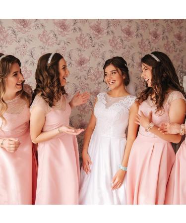 32 Pcs Bridesmaid Proposal Set: Satin Hair Scrunchies, Bracelets, Diamond Pens, Bridesmaid Cards - White & Rose Gold - Buy Online on GoSupps.com