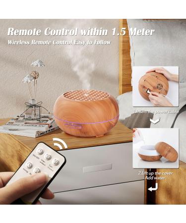 Simpeak 550ml Aroma Diffuser - Wood Essential Oil Ultrasonic Humidifier with Remote Control | Aromatherapy & Scents - Light Brown - Buy Online on GoSupps.com