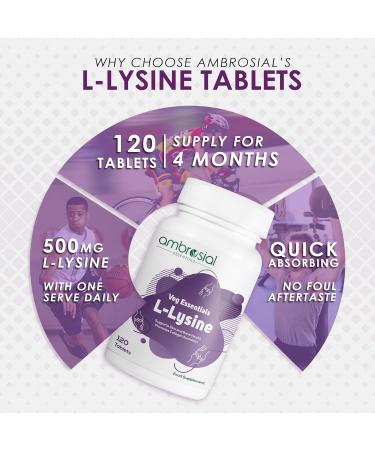 High Strength L-lysine 500mg Tablets | Immune Support & Collagen Synthesis | Essential Amino Acids | 120 Count | International Shipping Available - Buy Online on GoSupps.com