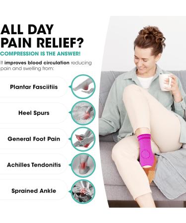 Modvel Foot & Ankle Brace Socks - Compression Sleeve for Sprained Ankle Tendonitis & Arthritis Support - Unisex Ankle Wrap for Sports & Running - Medium Pink/Pink - Buy Online on GoSupps.com