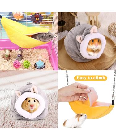 HzNzYHD Mini Hamster Bed with Winter Rat Hanging Hammock Banana Soft Warm Fleece Hamster Cave Nest for Small Animal - Buy Online on GoSupps.com