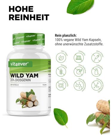 Wild Yam Root Extract - 365 Capsules - Original Mexican Wild Yam Root - High dosed with 880mg of extract (including 176mg of diosgenin) per daily dose - Vegan - Buy Online on GoSupps.com