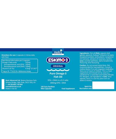 Eskimo-3 Fish Oil - Nutri Advanced 105 Capsules - Unflavoured, Pack of 1 - Buy Online on GoSupps.com