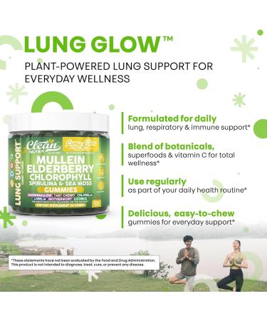 Clean Nutra Mullein Gummies for Lung Health Support with Elderberry Chlorophyll Spirulina Tart Cherry Sea Moss Vitamin C Lutein Marshmallow Root Licorice Root Superfood Greens Mucus Relief 60 Gummies - Buy Online on GoSupps.com