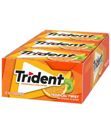 Trident Tropical Twist Sugar-Free Chewing Gum with Xylitol 39g - 14 Sticks - Buy Online on GoSupps.com