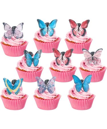 Gyufise 40Pcs Edible Butterfly Cake Decorations Butterfly Cupcake Topper Edible Wafer Paper Butterflies Edible Butterfly Cake Cupcake Decoration Dark Multi 1 - Buy Online on GoSupps.com