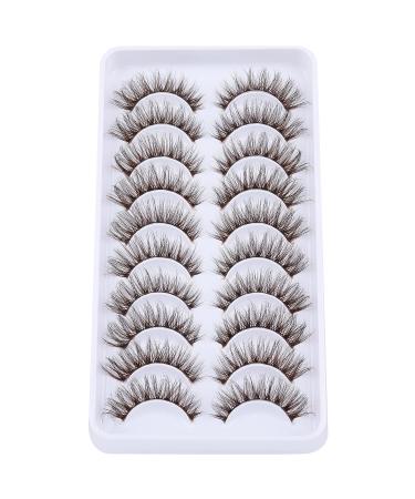 Ruairie Brown 14MM Natural Look Cat Eye False Eyelashes - Fluffy Wispy Strip Lashes (10 Pairs) - Buy Online on GoSupps.com