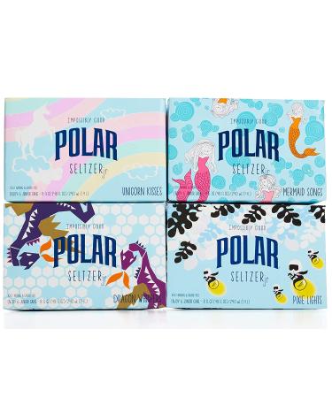 POLAR 100% Natural Seltzer Jr 24 ct Variety Pack - Impossibly Good Collection: Unicorn Kisses, Pixie Lights, Mermaid Songs, Dragon Whispers - Buy Online on GoSupps.com