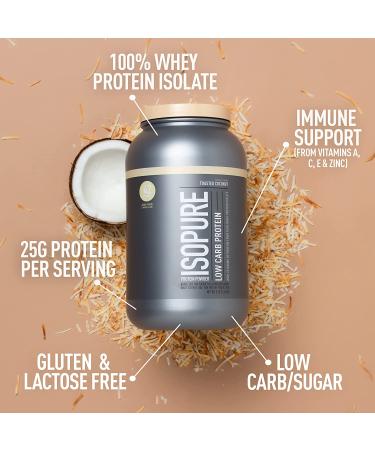 Isopure Low Carb Protein Powder - Toasted Coconut 3 lb (1.36 kg) | High Protein, Low Carb Fitness Supplement - Buy Online on GoSupps.com