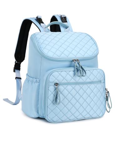 LORADI Large Capacity Diaper Bag Backpack with Storller Clips Water Resistant Travel Backpack with Anti-Theft Pocket Blue