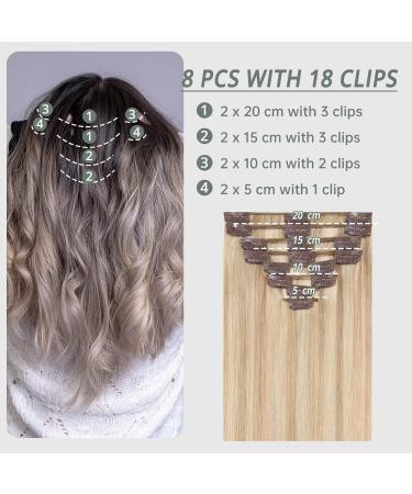 Tess Real Hair Extensions | Clip-In 7A Weft | 50cm Long Smooth Blonde Hair | 18 Clips (#18/613 Hellgoldblond) - Buy Online on GoSupps.com