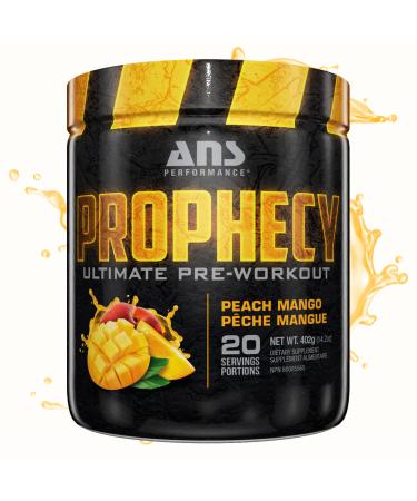 Prophecy Pre Workout Powder (20 Servings 14.5 oz) Gluten Free Pre-Workout Formula - Energy & Strength - Sugar Free- Increase Power & Workout Volum (Peach Mango)