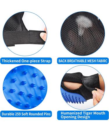 USION Pet Dog Cat Grooming Glove 2 Pack Upgraded 259 Pins Pet Hair Remover Mitt Massage Deshedding Glove Brush with Longer Tips for Long Short Fur Dogs Cats Rabbits Horses and More(LEFT & RIGHT) Pair-Blue-259 Pins - Buy Online on GoSupps.com