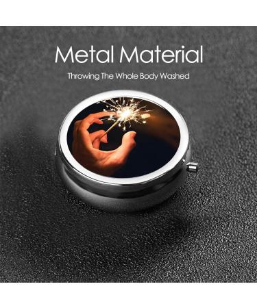 Beautiful Fireworks Round Pill Box - 3 Compartment Portable Travel Medicine Organizer | Mini Decorative Pocket Purse Tablet & Vitamin Holder - Buy Online on GoSupps.com
