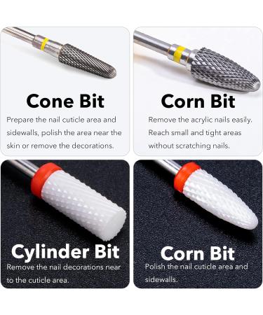 Homeet 11 Pcs Ceramic Nail Drill Bits 3/32 Inch Tungsten Alloy Professional Nail Drill Bits Safety Diamond Bits for Removing Gel Acrylic Cuticle Nail Drill for Manicure Pedicure Pack of 11 - Buy Online on GoSupps.com