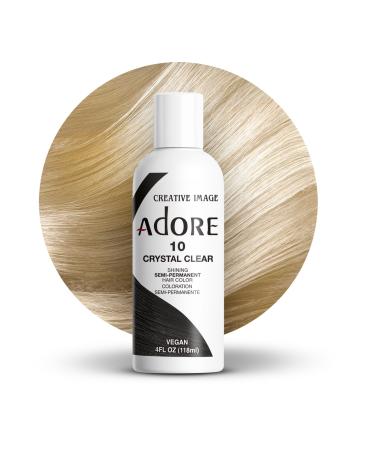 Adore Semi Permanent Hair Color - Vegan and Cruelty-Free Hair Dye - 4 Fl Oz - 010 Crystal Clear (Pack of 1) 010 Crystal Clear 4 Fl Oz (Pack of 1)