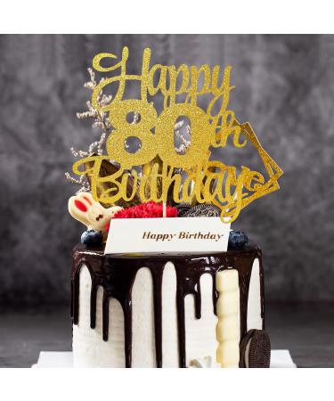 Happy 80th Birthday Cake Topper 80th Birthday Decorations 80th Birthday Cake Topper Gold Happy Birthday Cake Toppers 80 Year Old Birthday Decorations Party Cake Decorations - Buy Online on GoSupps.com