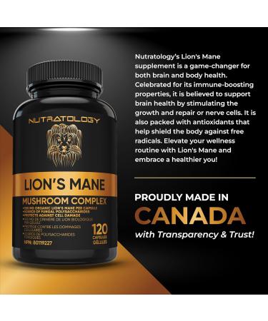 Organic Lion's Mane Mushroom Capsules - Nootropic Mushroom Supplements Formulated With 40% Polysaccharides & 20% Beta-Glucan! Immunomodulating Properties & A Potent Source Of Antioxidants. Supports Memory Cognition & Brain Health - 120 Capsules 120 count  - Buy Online on GoSupps.com
