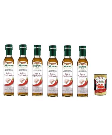 Italian Gourmet E.R. Set of 6 Monini Flavoured Spices with Extra Virgin Olive Oil 250ml + Italian Gourmet Polpa 400g