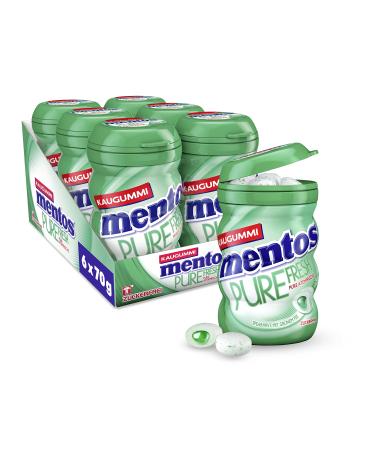 Mentos chewing gum pure fresh spearmint 6 boxes sugar-free chewing gum dragees with Spearmint taste & liquid filling multipack (6 x 70g)