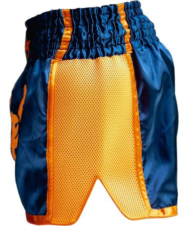 Paosing Muay Thai Logo Shorts - Blue/Orange (Medium-Large) | Official Muay Thai Apparel - Buy Online on GoSupps.com