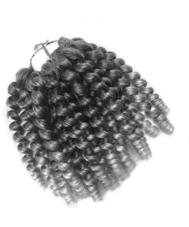 Coolbers 8 Inch Silver Grey Crochet Braids Hair Extensions Ombre Jumpy Wand Curl Jamaican Curl Crochet Twist Braiding Hair (8 Inch 1B/Gray) 8 Inch 1B/Gray - Buy Online on GoSupps.com