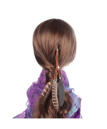 Hippie Feather Hair Extension Clip - AWAYTR Bohemia Tribal Indian Peacock Hair Feather Headpiece for Festival Hair Accessories - Buy Online on GoSupps.com