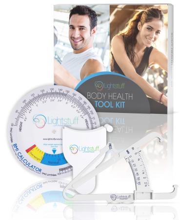 Skinfold Caliper, Body Tape Measure, BMI Calculator - Instructions and Body Fat Percentage Charts for Men and Women Included - Lightstuff Body Health Tool Kit