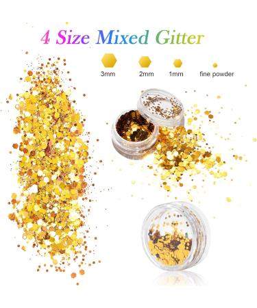 AOOWU 12 Colors Chunky Glitter Sequins for Nail & Festival Art - Holographic Cosmetic Powder for Face, Body, Eyes, Hair & DIY (08) - Buy Online on GoSupps.com