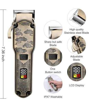 Hatteker Professional Hair Clippers for Men - Cordless Grooming Kit with Waterproof T-Blade Trimmer for Beard, Nose, and Body Hair - Barber Clippers and Trimmer Set - Buy Online on GoSupps.com
