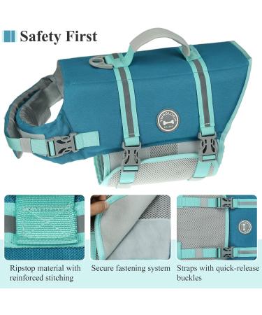 Vivaglory Ripstop Dog Rescue Vest - Buoyant & Visible for Small/Medium Dogs | Turquoise L (63-78cm) - Buy Online on GoSupps.com