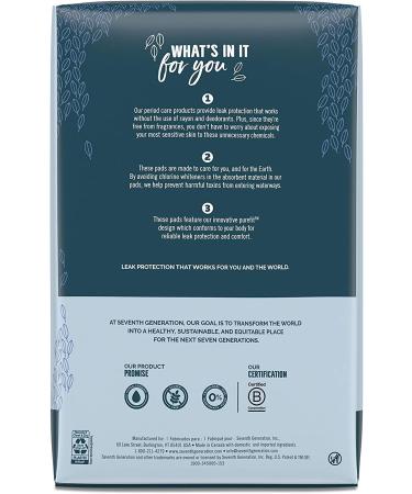 Seventh Generation Overnight Maxi Pads with Wings - Chlorine Free & Unscented, 14 Count (Pack of 6) - Buy Online on GoSupps.com