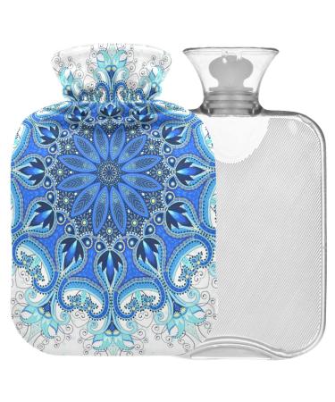 Naanle hot hot water bottle with cover Paisley snowflakes Transparent hot water bottle 2L large hot hot water bottle for menstrual cramps pain relief handfoots heat and cold therapy