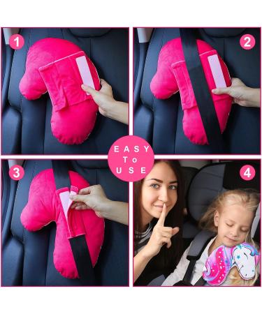 Basumee Unicorn Seat Belt Covers for Kids - Car Seat Head Support & Shoulder Pads for Toddlers and Babies in Red - Buy Online on GoSupps.com