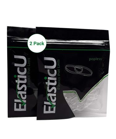Hair Elastics - STRONG - REUSEABLE Clear Premium- 30mm 2 Packs of 70 Total of 140 Rubbers by ElasticU 30mm Clear