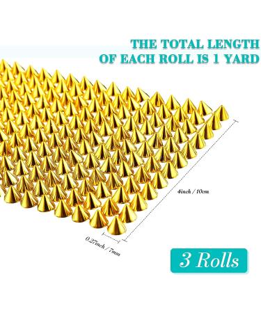 Punk Trim Beads - 3 Yards Sew Stitch On Spike Stud Cone Flatback Rivets in Gold for Clothing, Wedding, Arts & Crafts - Buy Online on GoSupps.com