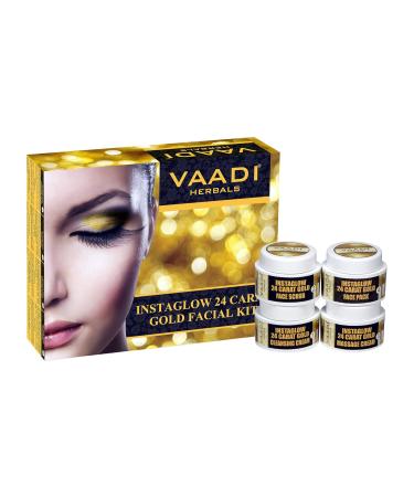 Buy Vaadi Herbals Gold Facial Kit - 24 Carat Gold Leaves Marigold & Wheatgerm Oil All Natural Unisex Skincare - 70g | International Shipping - Buy Online on GoSupps.com