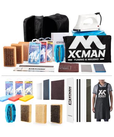 XCMAN Complete Ski Snowboard Tuning and Waxing Kit with Waxing Iron,Universal Wax,Edge Tuner,Brush,Wax Scraper,Ptex STK-3 LUXURY VERSION
