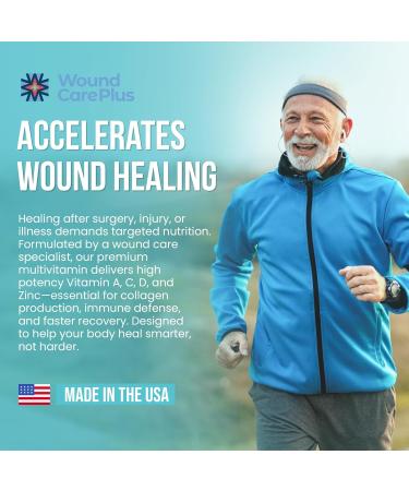 Wound Care Plus Men's Multivitamin Comprehensive Vitamin & Mineral Blend with Vitamins A, B, C, D, E, Zinc Supports Immune Health, Energy & Skin Wellness 60 Capsules Non-GMO, Gluten-Free - Buy Online on GoSupps.com