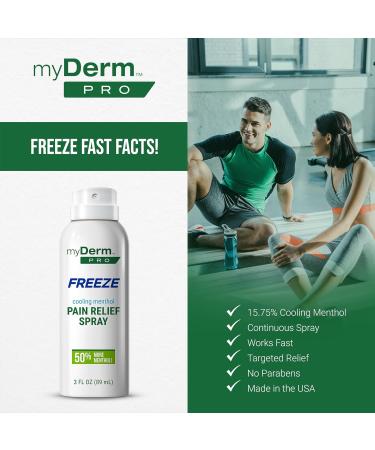 Myderm PRO Freeze Spray 3 oz - 15.75% Menthol - Temporary Pain Relief for Lower Back and Joint Pain - Buy Online on GoSupps.com