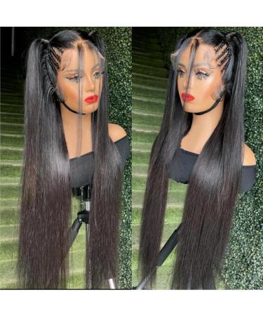 28 Inch Straight 180 Density HD Lace Front Wig for Black Women - Brazilian Virgin Human Hair, Pre Plucked with Baby Hair, Natural Color - Glueless Full Lace Frontal Wig - Buy Online on GoSupps.com