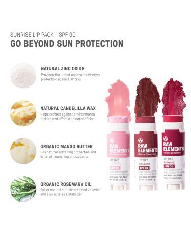 Raw Elements Tinted Lip Sun Kissed Ocean Mist Magma Red SPF 30 .15 oz Sunrise Pack - Buy Online on GoSupps.com