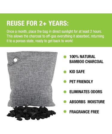 4 Pack Bamboo Activated Charcoal Bags - Air Purifying Odor Eliminator for Home | Eco-Friendly, Natural Deodorizer - Buy Online on GoSupps.com