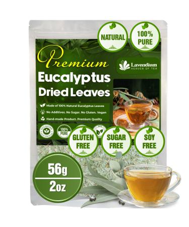 Lavendium Permium 56g (2oz) Natural Eucalyptus Leaves 100% Natural & Pure from Eucalyptus Leaves Eucalyptus Loose Leaf Herbal Tea No Additives No Caffeine Vegan Eucalyptus 56g