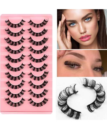 10 Pairs False Eyelashes Russian Strip Lashes Invisible Band Natural Look Fluffy Wispy Faux Mink Lashes Wispy Fluffy 3D Effect Hybrid Strip Lashes - Buy Online on GoSupps.com