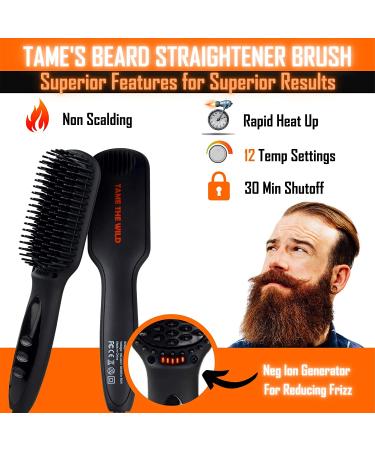 Tame the Wild Pro Beard Straightener Kit - 6-Piece Grooming Set with Heated Brush, 12 Temp Settings, Sprays & Comb for Men - Buy Online on GoSupps.com
