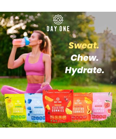 Day One Electrogummies - 60pcs of Blue Raspberry Flavored Electrolyte Gummies for Hydration and Recovery - Packed with Essential Electrolytes Ideal for Workouts Running Hiking and More Blue Raspberry 60 Count (Pack of 1) - Buy Online on GoSupps.com