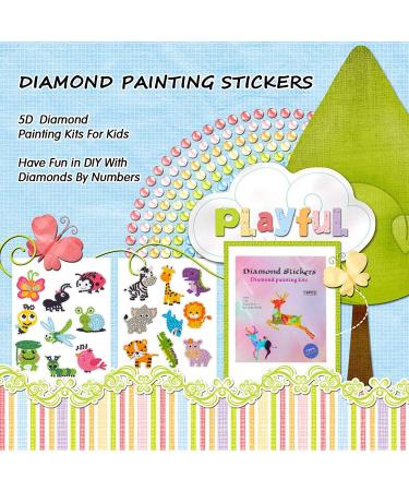 Sinceroduct 5D Diamond Painting Stickers Kits for Kids - DIY Cartoon Diamond Painting by Numbers - 18Pcs Cute Insect and Animal Designs - Arts and Crafts Stick Paint with Diamonds - Buy Online on GoSupps.com