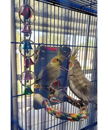 LOPERDEVE 7 inch Bird Mirror with Rope Perch Swing for Parakeet, Cockatiel, Conure, Lovebirds - Comfy Perch for Greys, Amazons, Finch, Canaries - Buy Online on GoSupps.com
